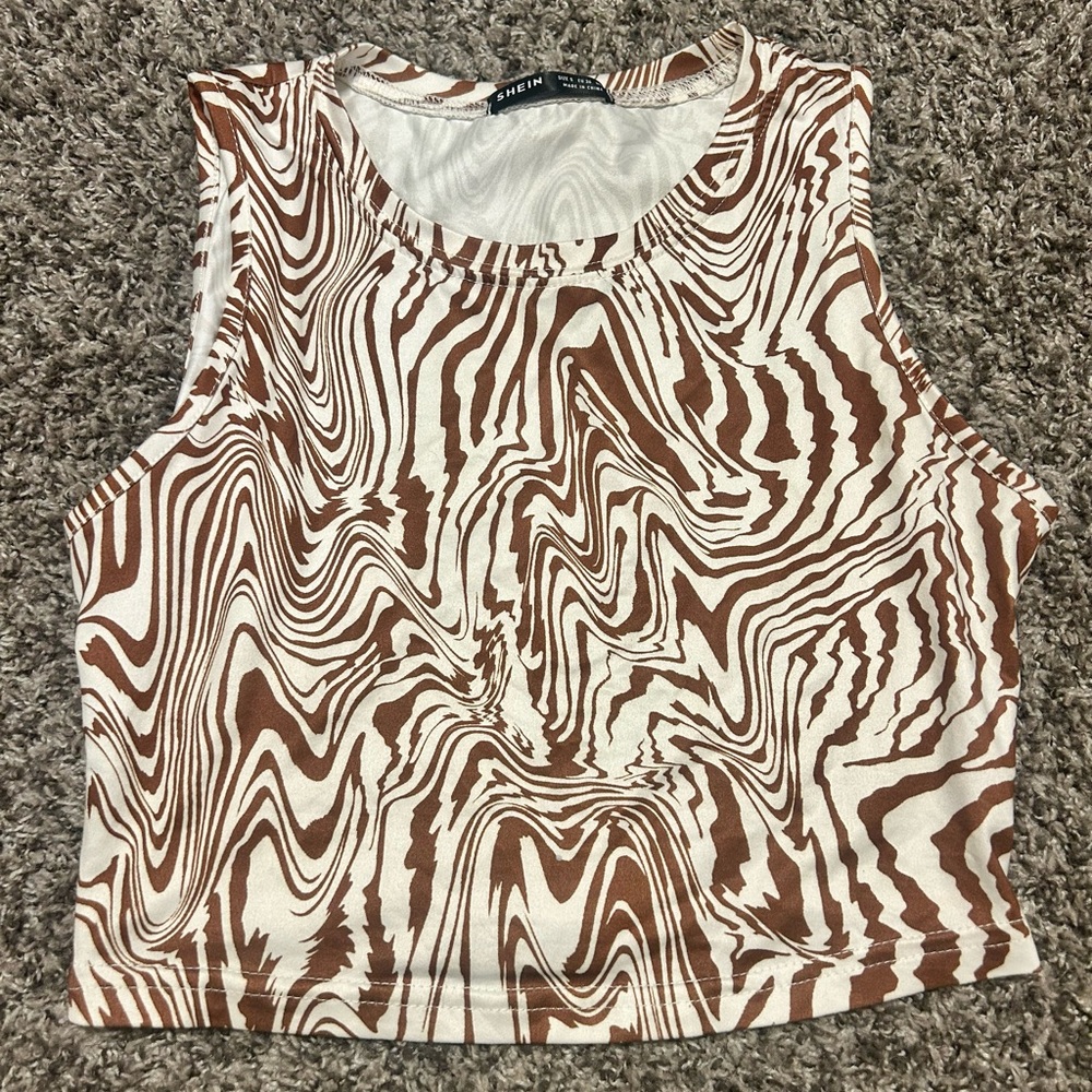Shein brown patterned tank size small